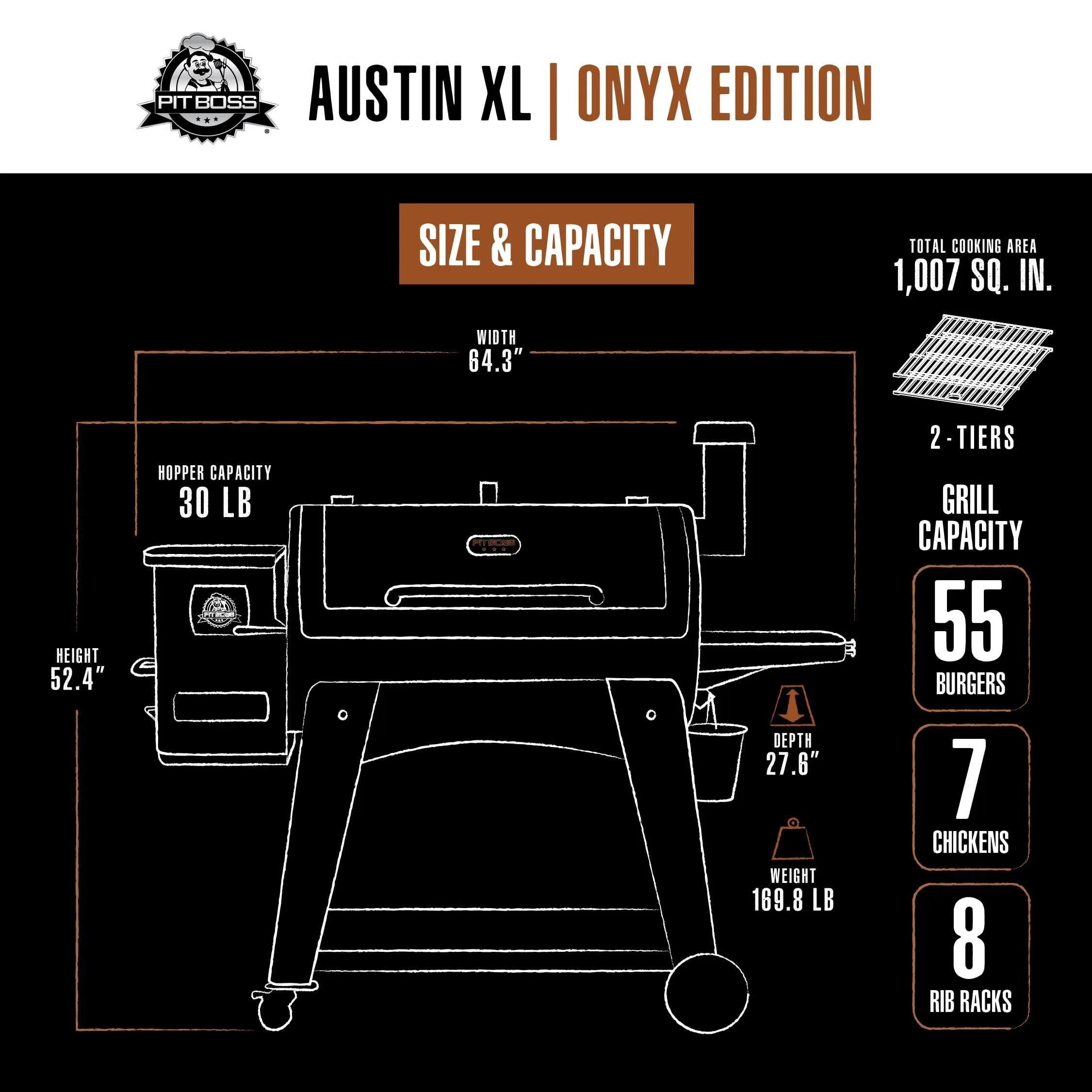Pit Boss Austin XL 1000 Connected Wood Pellet Grill - Onyx Edition with Bluetooth and Wi-Fi