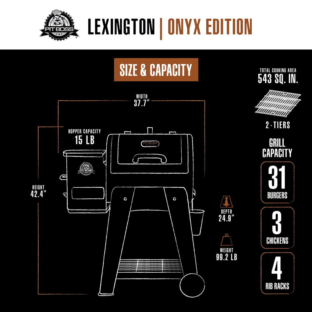 Pit Boss Lexington Onyx Smart Pellet Grill 500 Sq In